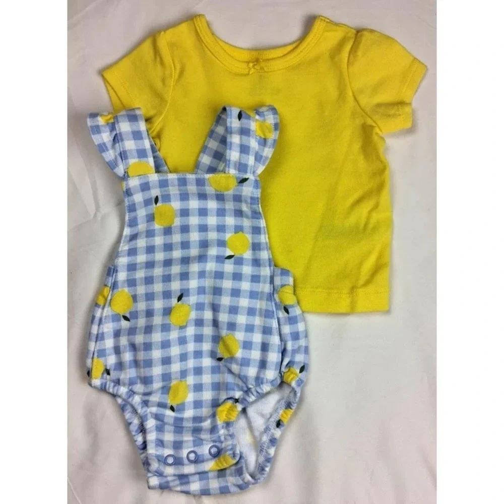 Carter's 3mos Baby Girl Outfit Lot Watermelon‎ 2pc Lemon Romper Sets 6pc Summer